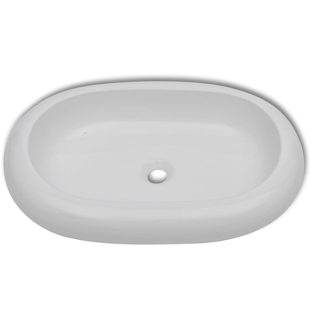 Bathroom Basin with Mier Tap Ceramic Oval -White