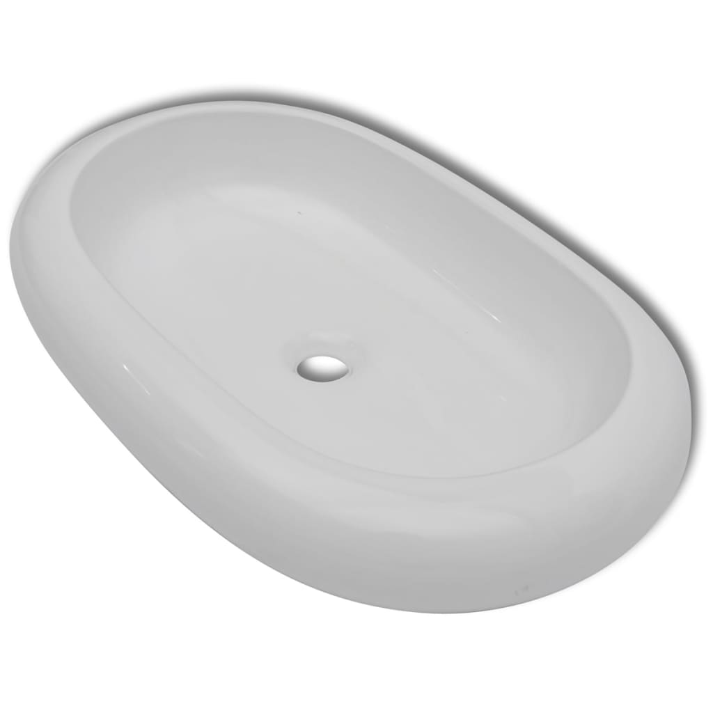 Bathroom Basin with Mier Tap Ceramic Oval -White