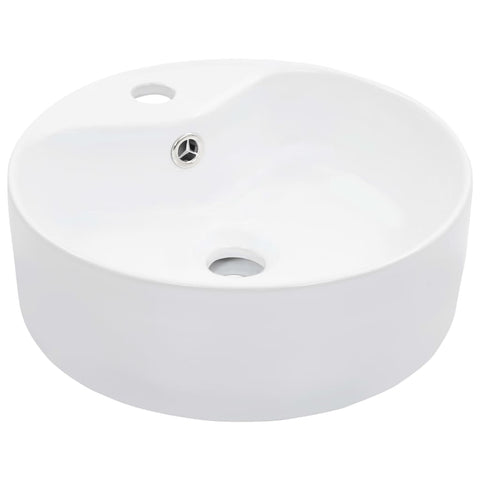 Wash Basin with Overflow Ceramic White