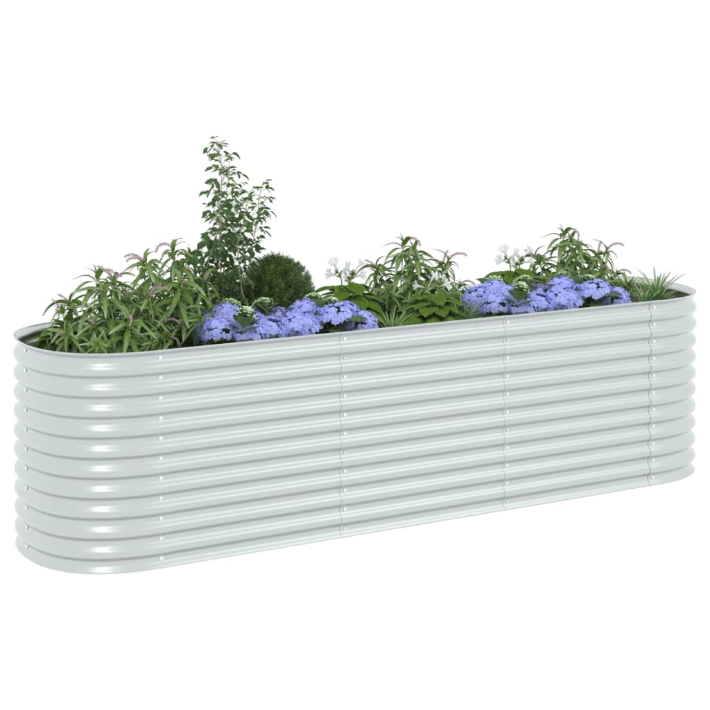 Garden Planter, Galvanised Steel Silver