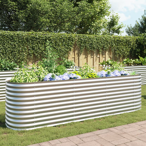 Garden Planter, Galvanised Steel Silver