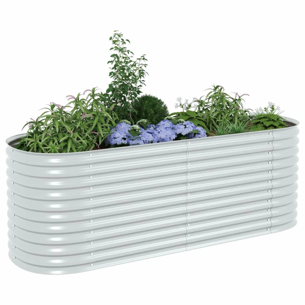 Garden Planter - Galvanised Steel Silver