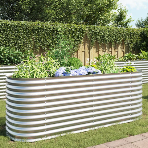 Garden Planter - Galvanised Steel Silver