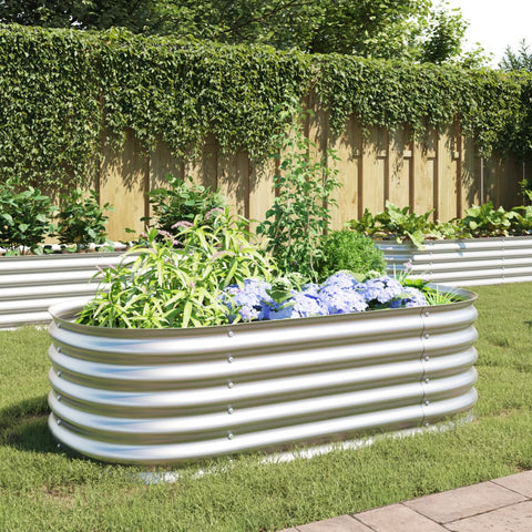 Garden Planter Galvanised Steel  Silver