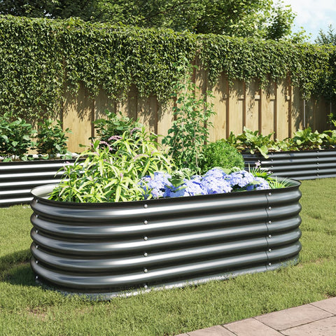 Garden Planter  Galvanised Steel Grey