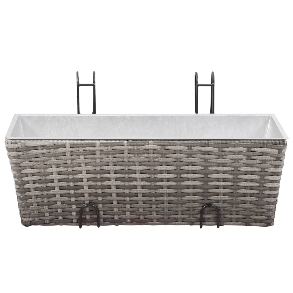 Balcony Planters 2 pcs 50 cm Grey Poly Rattan