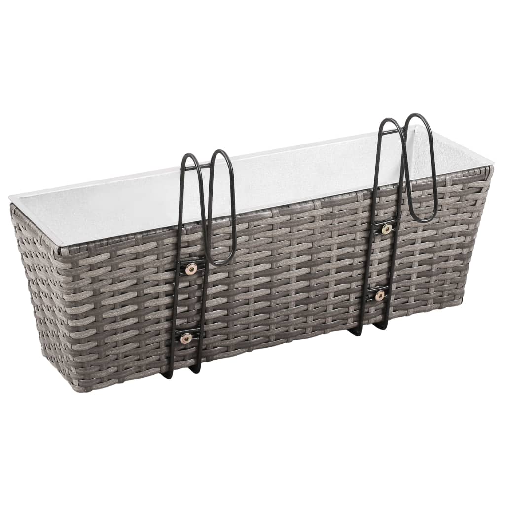 Balcony Planters 2 pcs 50 cm Grey Poly Rattan