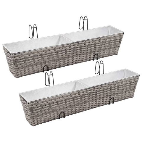 Balcony Planters 2 pcs 80 cm Grey Poly Rattan