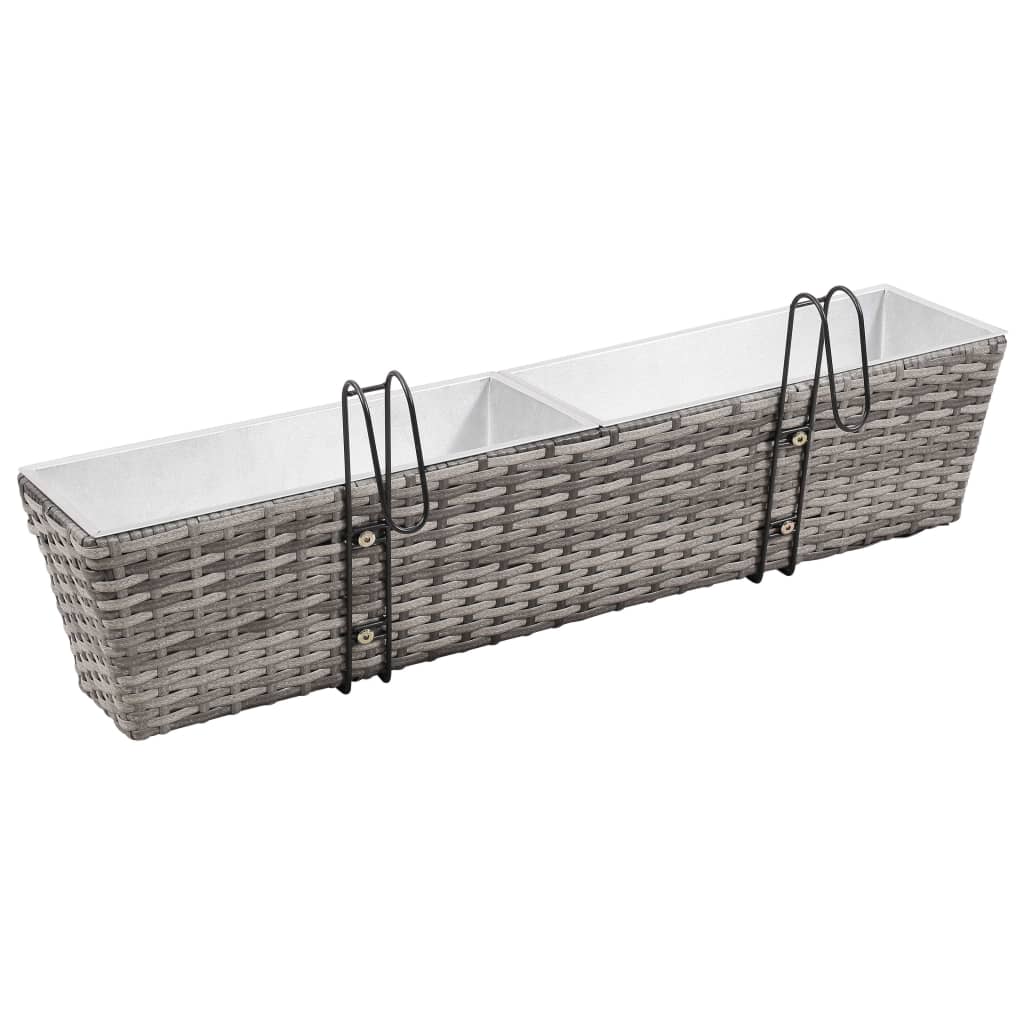 Balcony Planters 2 pcs 80 cm Grey Poly Rattan