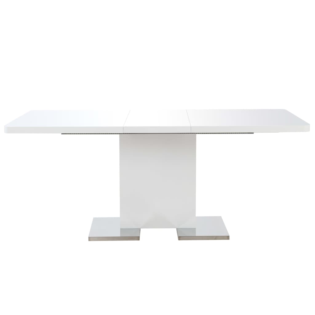 Etendable Dining Table High Gloss White MDF