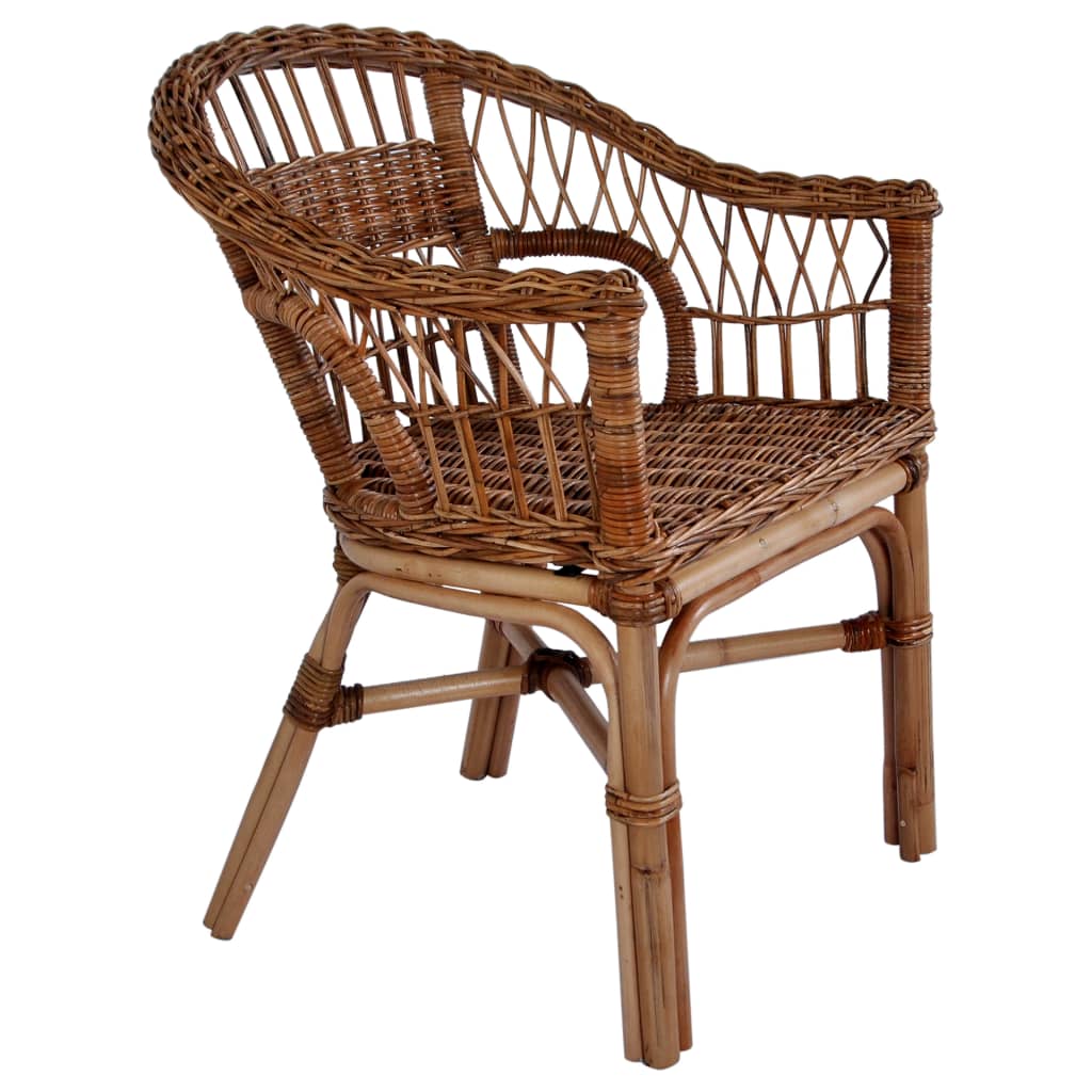 Outdoor Chairs 2 pcs Natural Rattan Brown