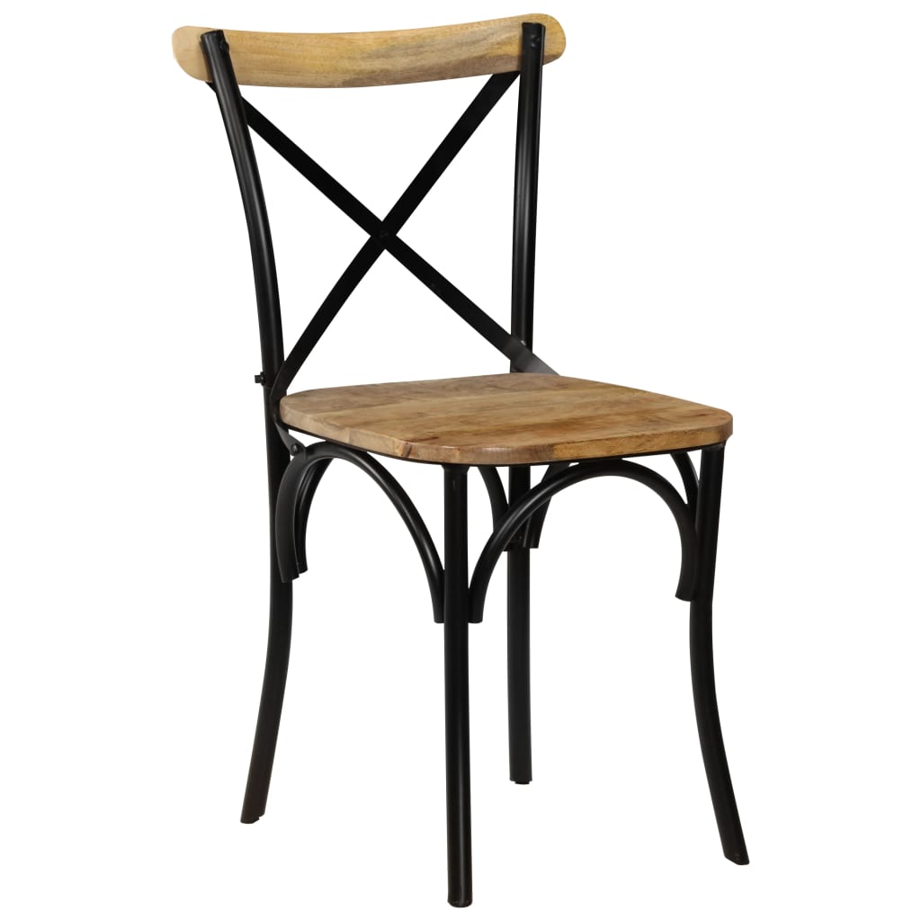 Cross Chairs 2 pcs Solid Mango Wood  Black