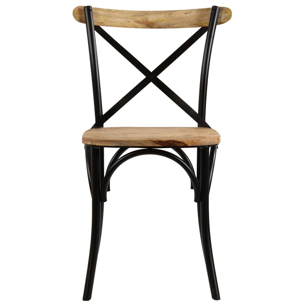 Cross Chairs 2 pcs Solid Mango Wood  Black