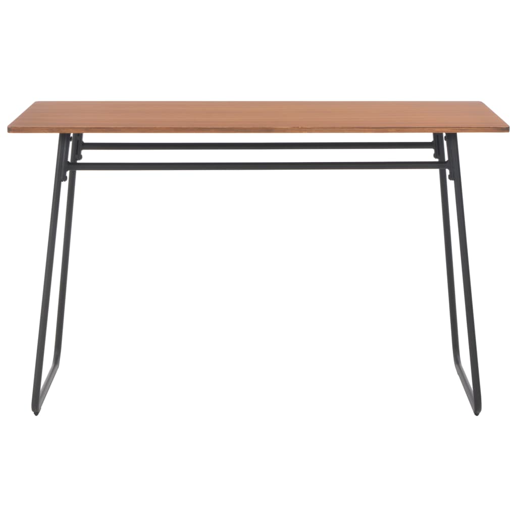 Dining Table Brown Solid Plywood Steel