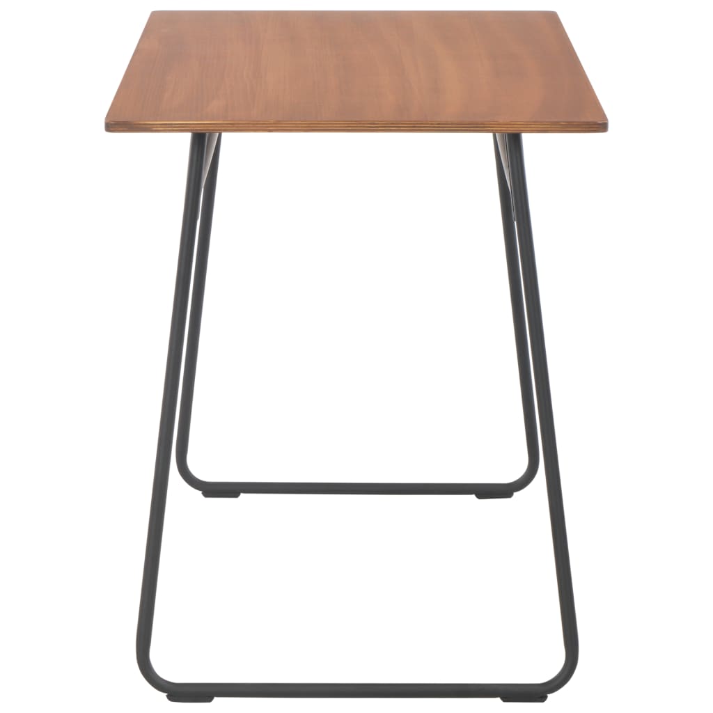 Dining Table Brown Solid Plywood Steel