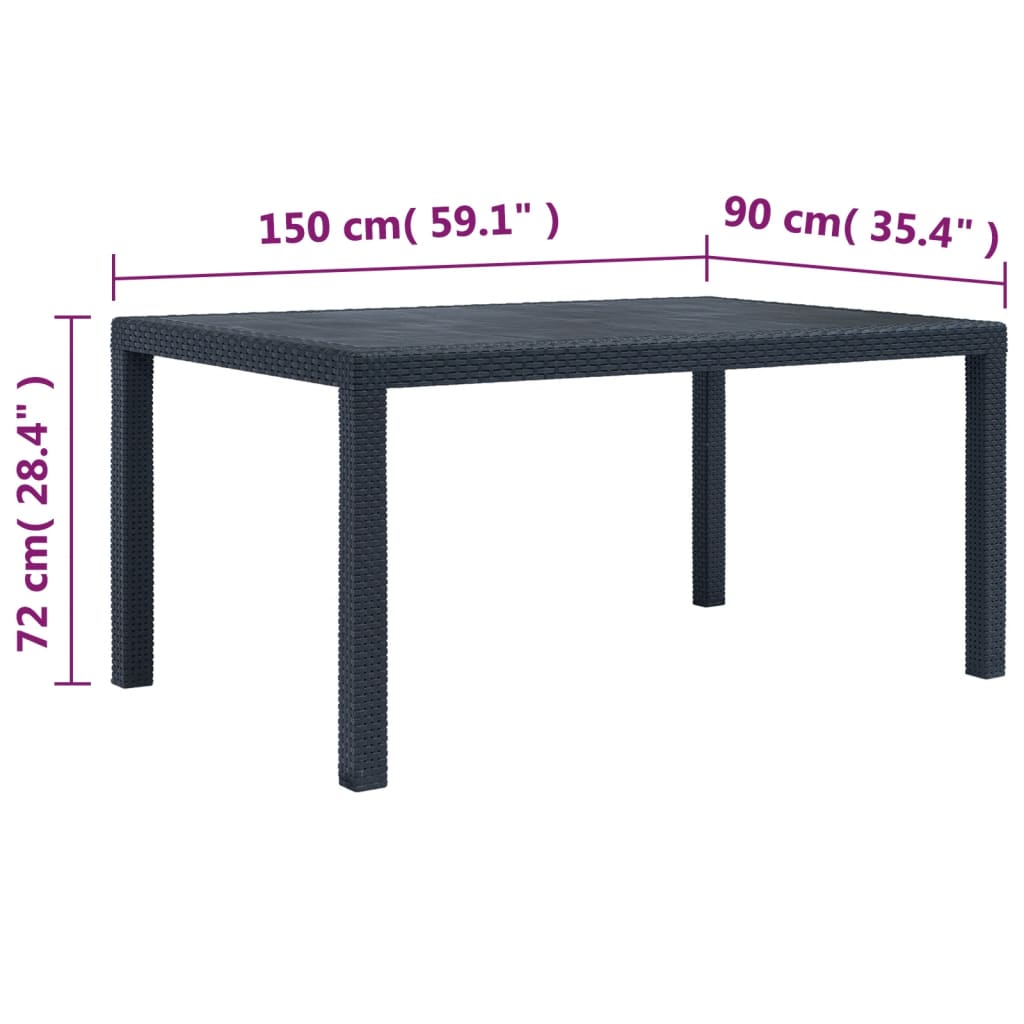 Garden Table Anthracite Plastic Rattan