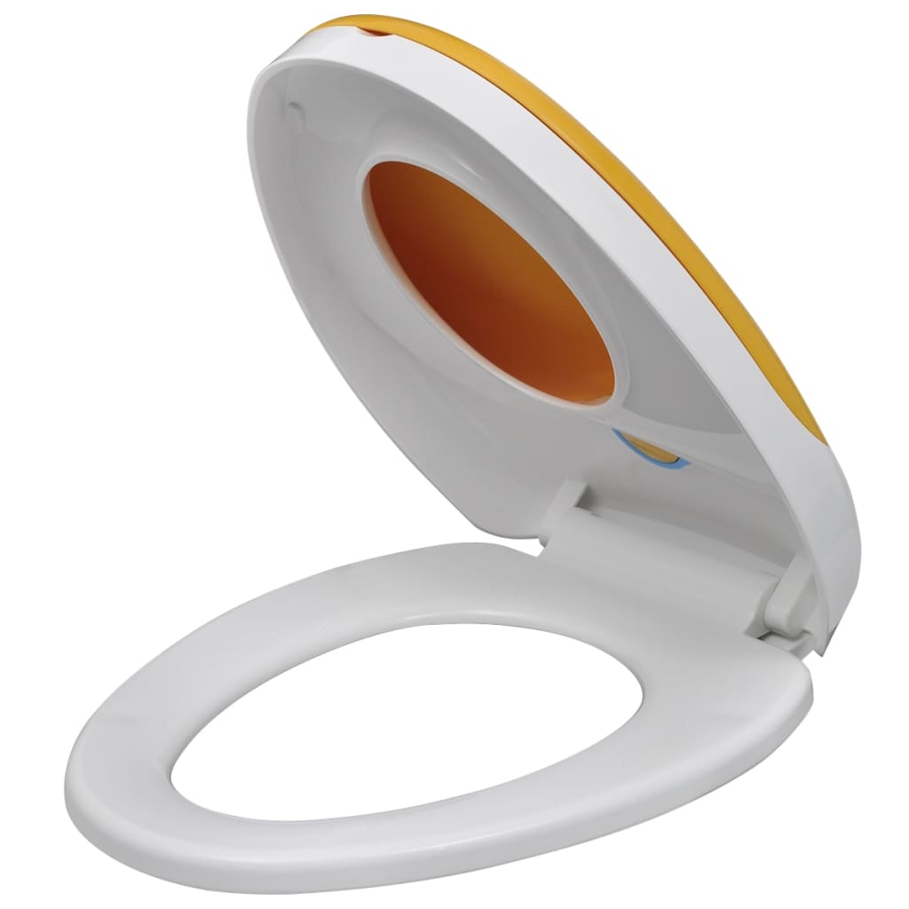 Toilet Seats with Soft Close Lids 2 pcs Plastic White and Yellow