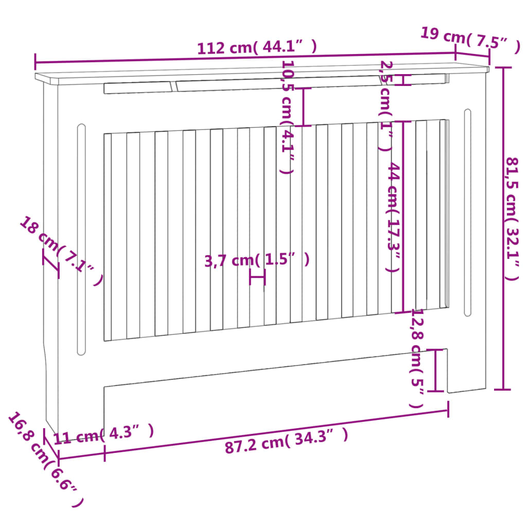 Radiator Covers 2 pcs White MDF 112 cm