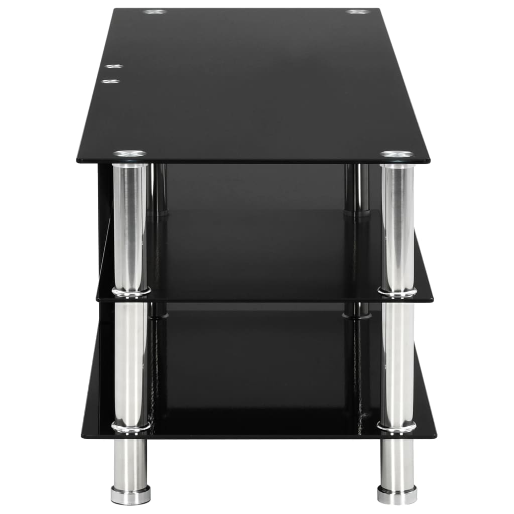 TV Stand Black Tempered Glass