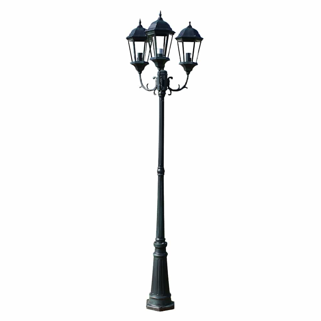 Brighton Garden Light Post 3-arms 230 cm Dark Green/Black