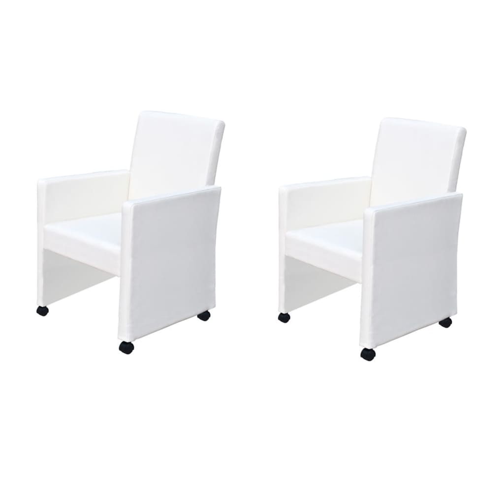 Dining Chairs 2 pcs White Leather