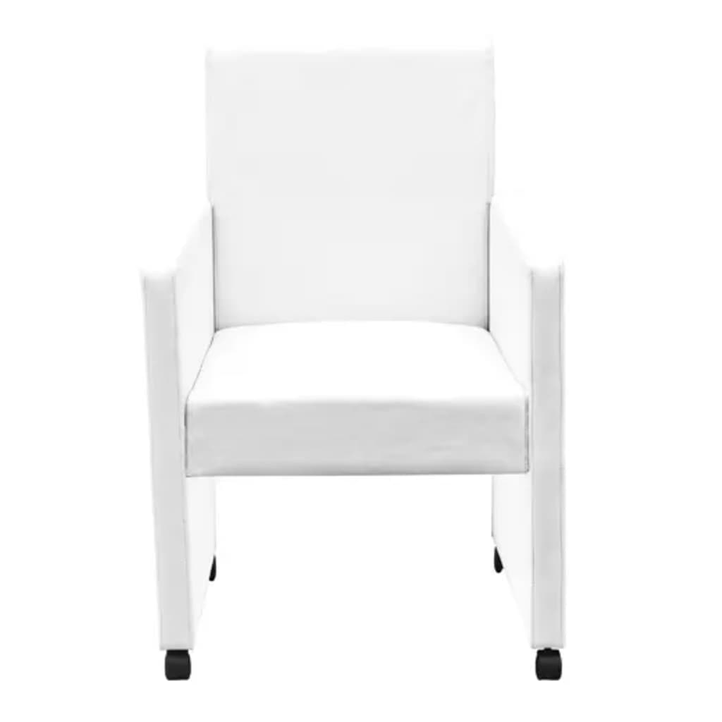 Dining Chairs 2 pcs White Leather