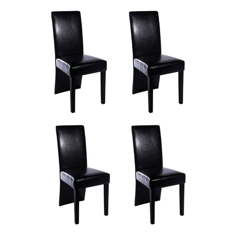 Dining Chairs 4 pcs Black Leather