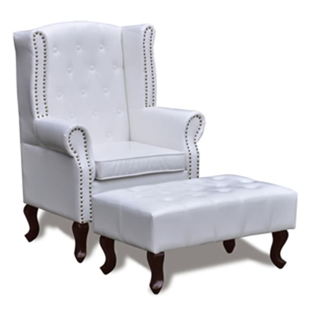 Wingback chair with ottoman white