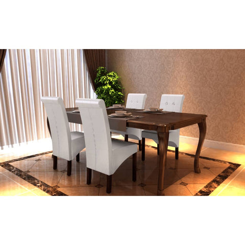 Dining Chairs 4 pcs White Leather