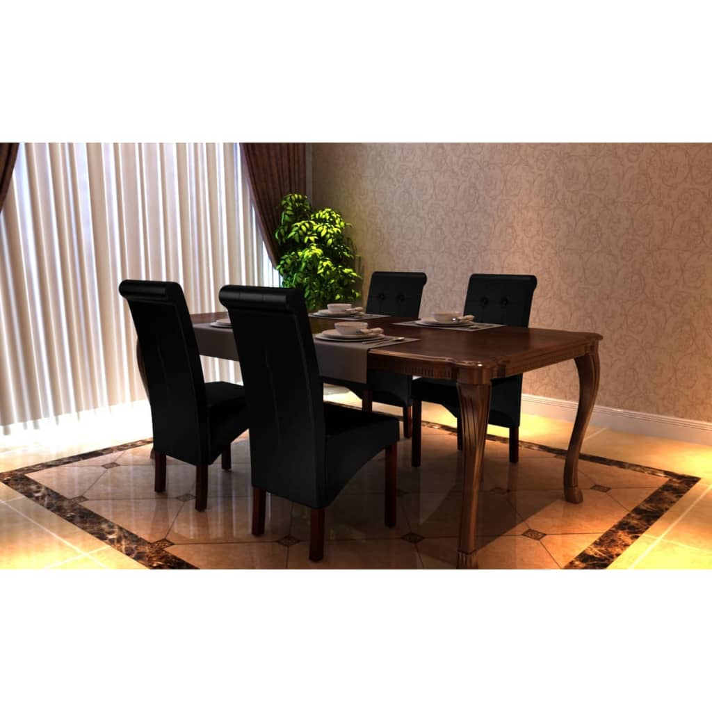 Dining Chairs 4 pcs Black Leather