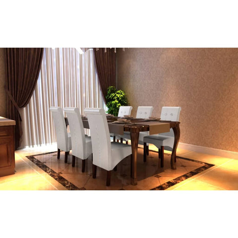 Dining Chairs 6 pcs White Leather