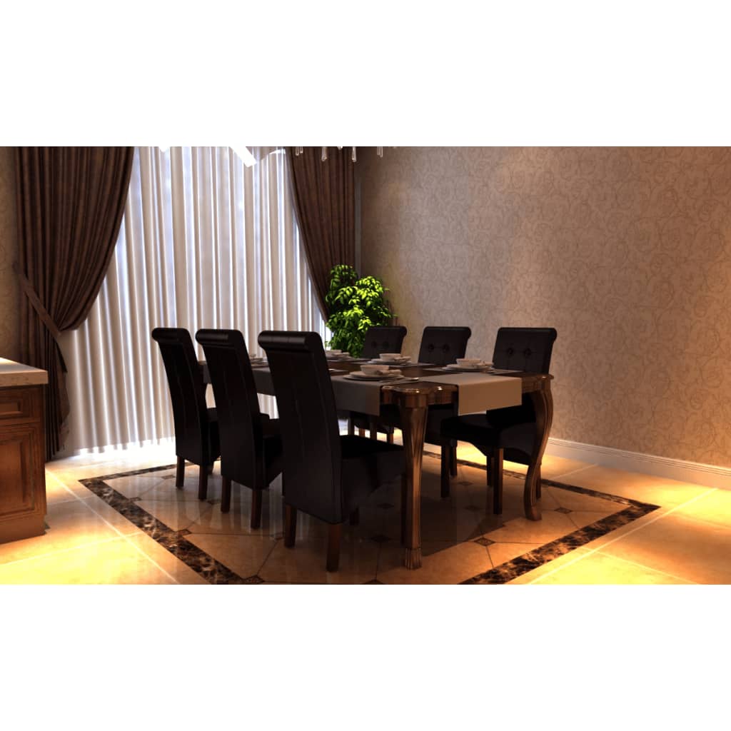 Dining Chairs 6 pcs Brown Leather