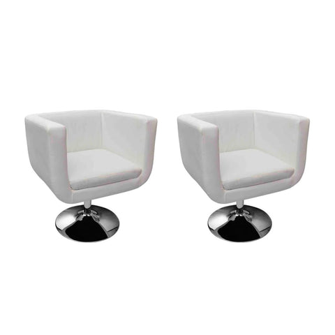 Bar Chairs 2 pcs White Leather