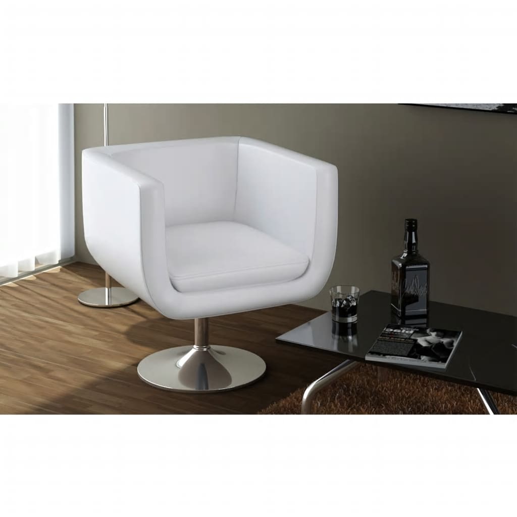 Bar Chairs 2 pcs White Leather