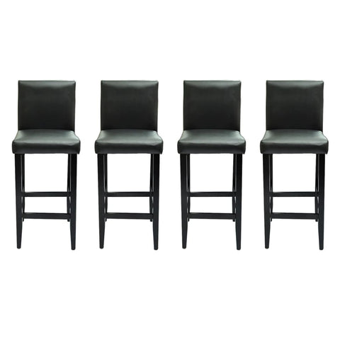 Bar Stools 4 pcs Black Leather