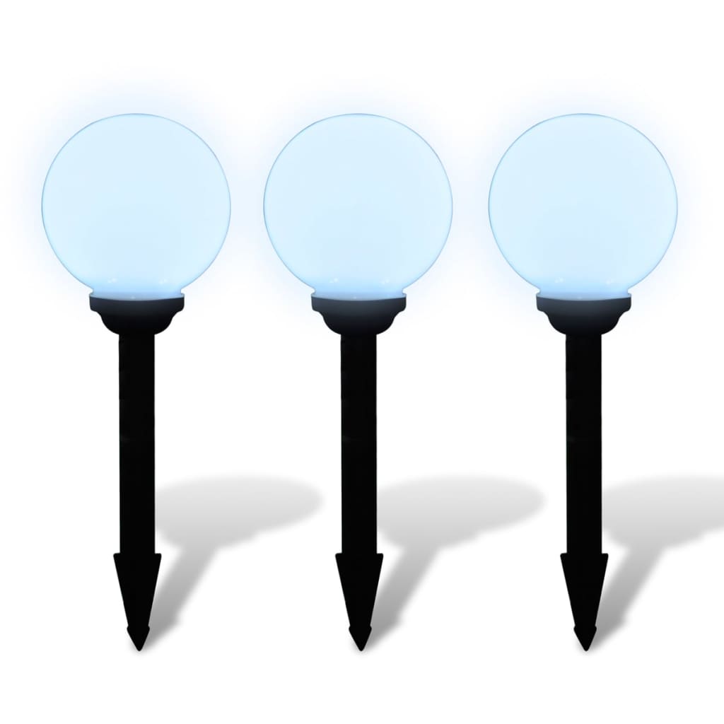 Garden Path Solar Ball Light LED 20cm 3pcs with Ground Spike