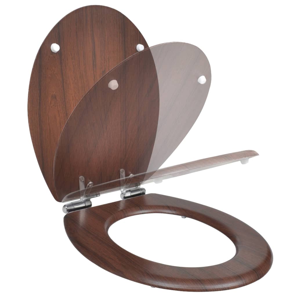 WC Toilet Seat MDF Soft Close Lid Simple Design Wood