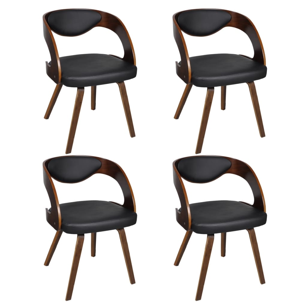 Dining Chairs 4 pcs Brown Bent Wood and Leather