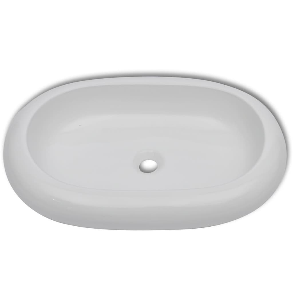 Luxury Ceramic Basin Oval-shaped Sink White S