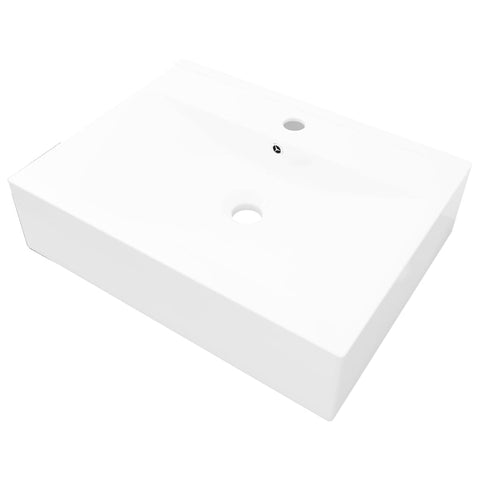 Luxury Ceraic Basin Rectangular Sink White with Faucet Hole