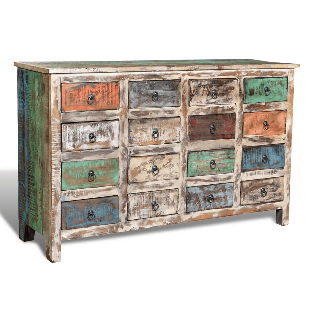 Reclaimed Cabinet Solid Wood Multicolour with 16 Drawers