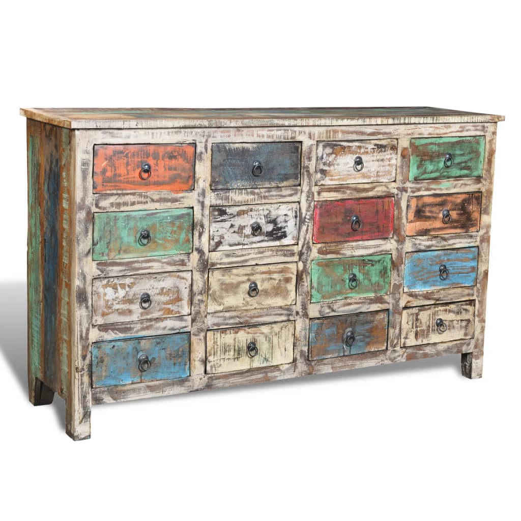 Reclaimed Cabinet Solid Wood Multicolour with 16 Drawers