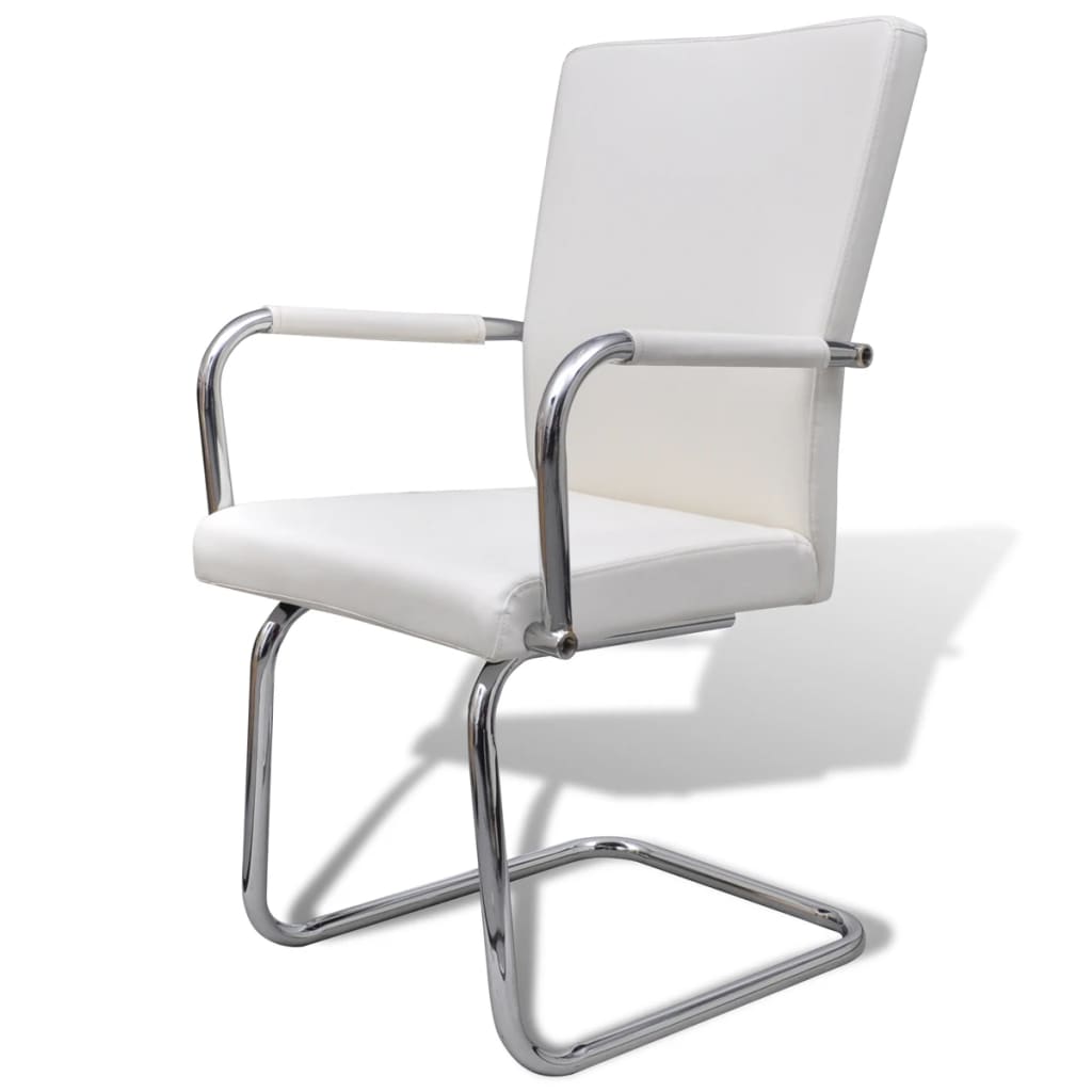 Dining Chairs 2 pcs 'White Faux Leather