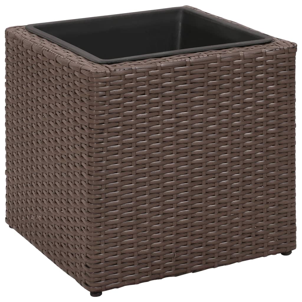 Garden Square Planter Set 3 Pieces Rattan Brown