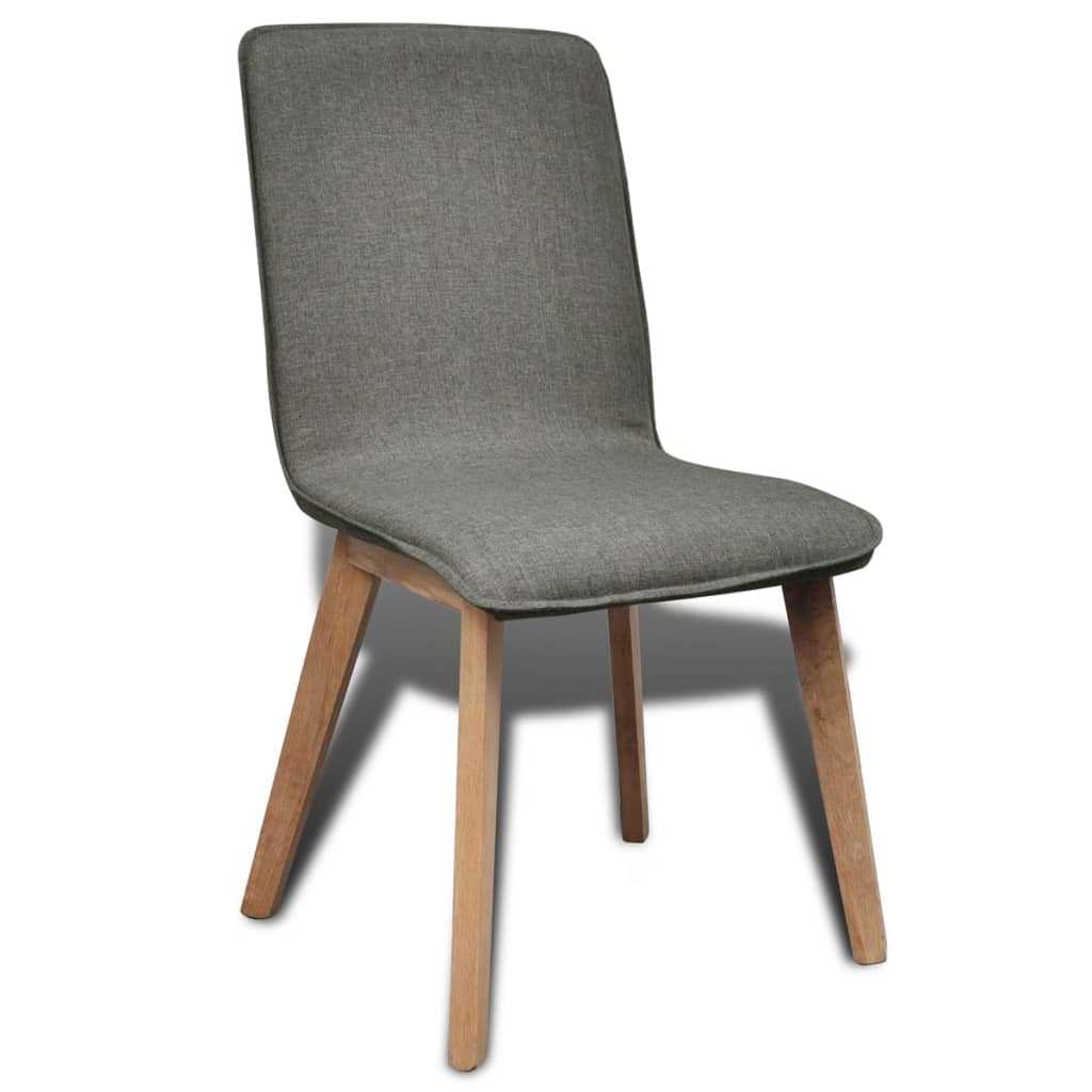 Dining Chairs 2 pcs Light Grey Fabric and Solid Oak Wood