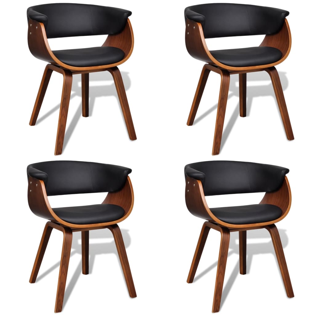 Dining Chairs 4 pcs Bent Wood and Leather