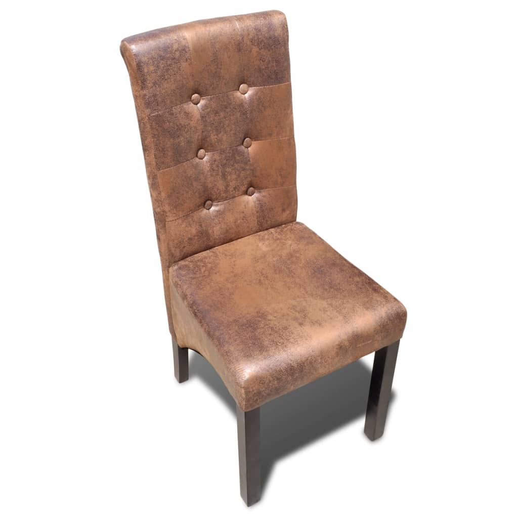 Dining Chairs 4 pcs Brown Leather