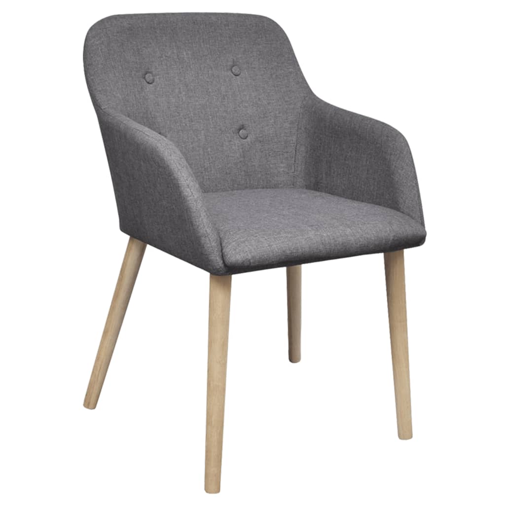 Dining Chairs 4 pcs Light Grey Fabric and Solid Oak Wood