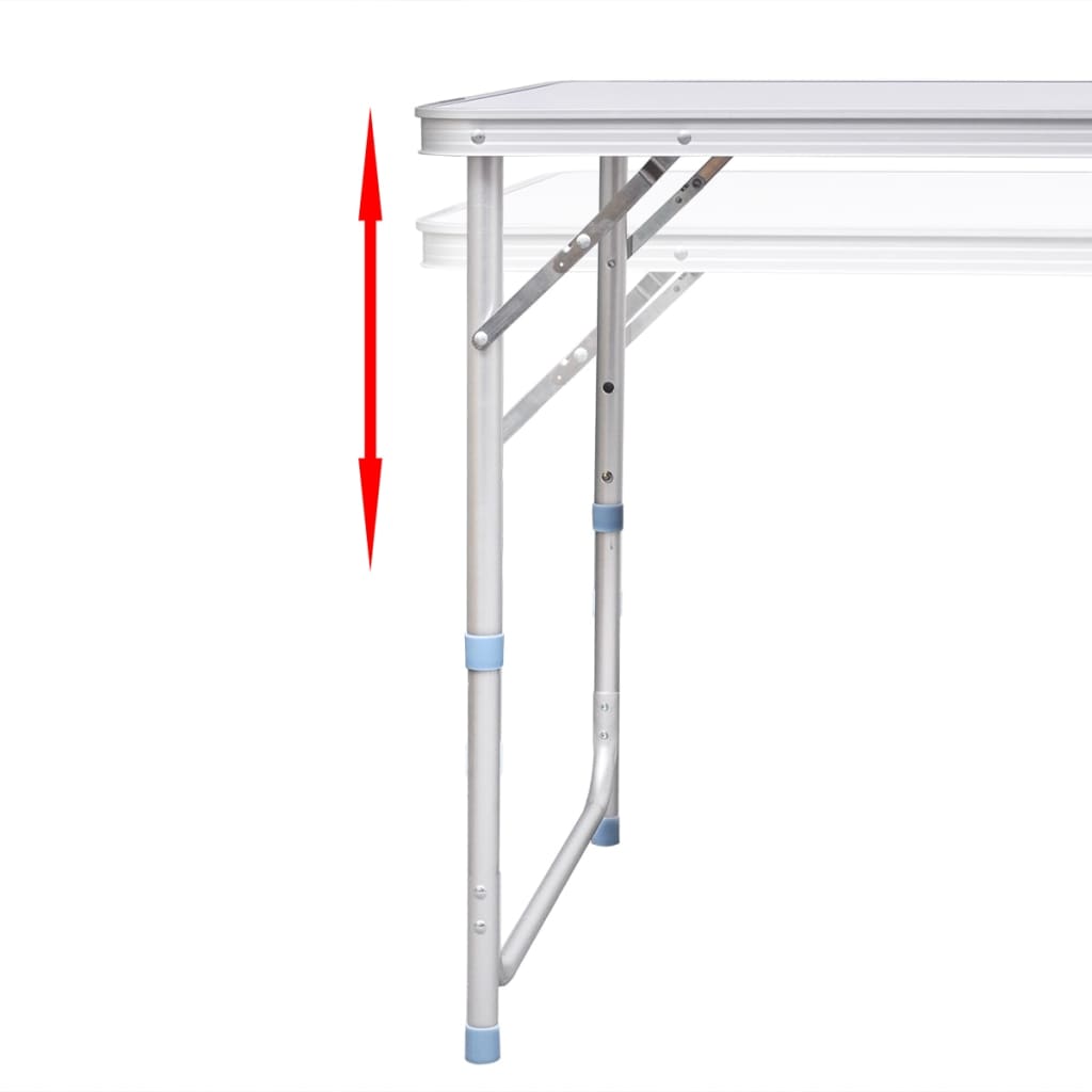 Foldable Camping Table Set with 6 Stools Height Adjustable