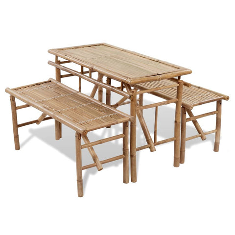 Table with 2 Benches 100 cm Bamboo